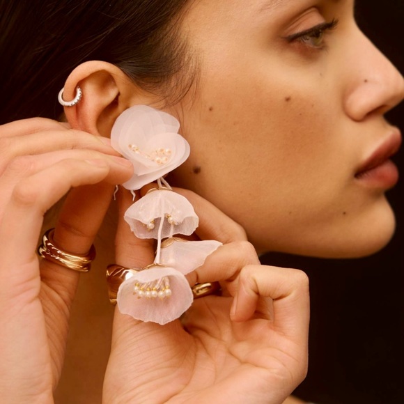 Anthropologie Tiered Flower Drop Earrings - Picture 7 of 7